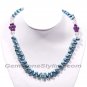 Dyed Natural Fresh Water Pearl with Natural Amethyst & Garnet Fashionable Necklace (18" L)
