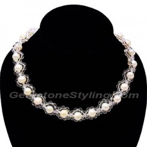 Natural Fresh Water Pearl with Natural Clear Quartz Necklace