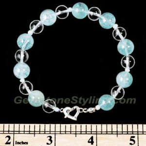 Natural Aquamarine with Natural Clear Quartz Bracelet