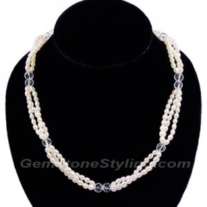 Natural Fresh Water Pearl with Clear Quartz Necklace
