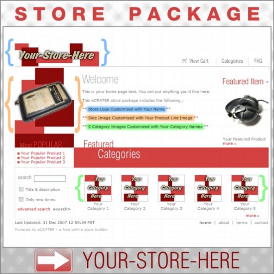 Boxy Red with your ENHANCED PRODUCT IMAGE - Custom Y-S-H eCRATER Store Package