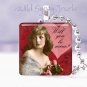Be mine Valentine Vintage Girl ROSES 1" glass tile pendant necklace