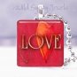Valentine's Day RED heart modern LOVE 1" sq glass tile pendant necklace