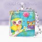 Moon Stars Mother Baby Owls 1" glass tile pendant necklace