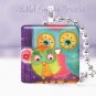 Aqua Owl Lime Baby Mother Whimsical 1" pendant necklace