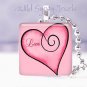 Valentine's Day red & pink Love HEART 1" glass tile pendant necklace