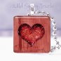 Valentine's Day red grunge glitter heart 1" glass tile pendant necklace