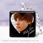 Justin Bieber Fans HOT Black framed Heart 1" glass tile pendant necklace gift id