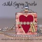 Valentine's Heart Red Lace Vtg collage 1" glass tile pendant necklace gift idea