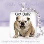 Got Bull dog puppy white cute funny unique gift 1" glass tile pendant necklace