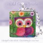 Colorful Owl watercolor pink magenta green purple 1"glass tile pendant necklace