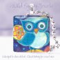 Watercolor Happy Spring Owl Blue Aqua Navy 1" glass tile pendant necklace