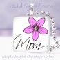 Mothers Day GIFT White Pink floral 1" glass tile pendant necklace