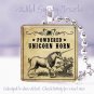 Vintage ivory Unicorn Horn Potion Label 1" glass tile pendant necklace gift idea