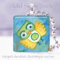 Happy Watercolor Spring Owl Aqua Lime Yellow 1" pendant
