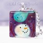 1" glass tile pendant neckSnowman BLUE bird PURPLE 1" pendant Necklace GIFT IDEA