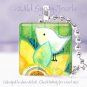 Cute bird canary sunflower yellow green colorful 1" glass tile pendant necklace