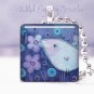 Blue Baby Bird FLOWERS 1" glass tile pendant necklace NEW Low Price