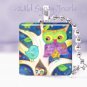Mother Owl Tree Baby Aqua Bird 1" glass tile pendant necklace
