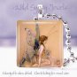 Fae butterfly Vtg Fairy Faerie peach teal pink 1" glass tile pendant necklace