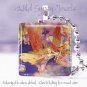 Fae Vtg Fairy Faerie flying bright multi-colored 1" glass tile pendant necklace