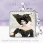 Goth Audrey Hepburn Black Aqua chic shabby Punk 1" glass tile pendant necklace