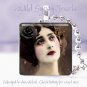 Vintage Vamp black rose Gothic tears of a clown 1" glass tile pendant necklace