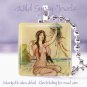 Sea Ocean beach Vtg Fairy Faerie fairytale aqua 1" glass tile pendant necklace