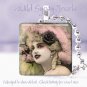 Gothic vintage woman pink yellow black chic shabby1" glass tile pendant necklace