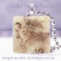 Vtg Fairy Faerie baby brown peach neutral ivory 1" glass tile pendant necklace