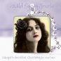 Vintage Woman goth punk yellow black rose chic 1" glass tile pendant necklace