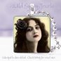 Vintage Woman goth punk yellow black rose chic 1" glass tile pendant necklace