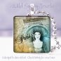 Paris Eiffel Tower female neutral blue chic shabby glass tile pendant necklace