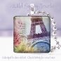 Paris Eiffel Tower multi color flower chic shabby 1" glass tile pendant necklace