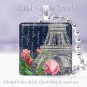 Paris Eiffel Tower negative navy rose chic shabby 1" glass tile pendant necklace