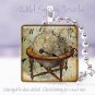 World Globe Clock Time Victorian Si-Fi SteamPunk 1" glass tile pendant necklace