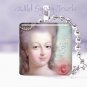 Parisian Marie Antoionette Pink Rose Aqua shabby 1" glass tile pendant necklace