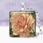 Victorian C. Klein PINK Roses Vintage Postcard 1" glass tile pendant necklace