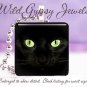 Black Cat KITTEN GREEN Eyes Glass Tile Pendant Necklace