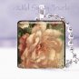 C Klein PINK Victorian Rose Vintage Postcard 1" glass tile pendant necklace gift