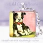 Sweet English bulldog Vintage puppy dog 1" pendant PINK