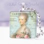 French Ephemera Marie Antoinette Aqua Pink 1" pendant