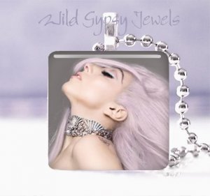 Hot GIFT IDEA sexy Lady GaGa PINK 1" glass tile pendant necklace