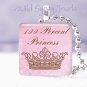 Pink 100% little girl Princess crown 1" glass tile pendant necklace Holiday gift