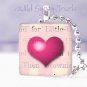 Valentine's Day Magenta PINK HEART 1" glass tile pendant necklace gift idea