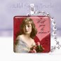 Be mine Valentine Vintage Girl ROSES 1" glass tile pendant necklace gift idea