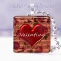Valentine's Day RED HEART sheet music 1" glass tile pendant necklace gift idea