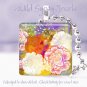 Bright FLORAL Van Gogh starry night style 1" glass tile pendant necklace Gift