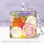 Bright FLORAL Van Gogh starry night style 1" glass tile pendant necklace Gift