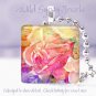 Bright FLORAL yellow pink rose purple 1" glass tile pendant necklace Gift Idea